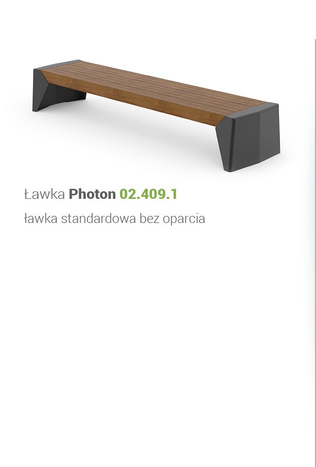 Photon | Ławka miejska uniwersalna solidna ławka miejska wykonana z drewna świerkowego - lakierowanego oraz stali węglowej, ocynkowanej, malowanej