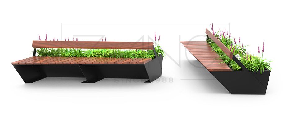 Mała architektura miejska, ławki Penrose firmy ZANO Street Furniture Mała architektura miejska, producent mebli miejskich ZANO Street Furniture