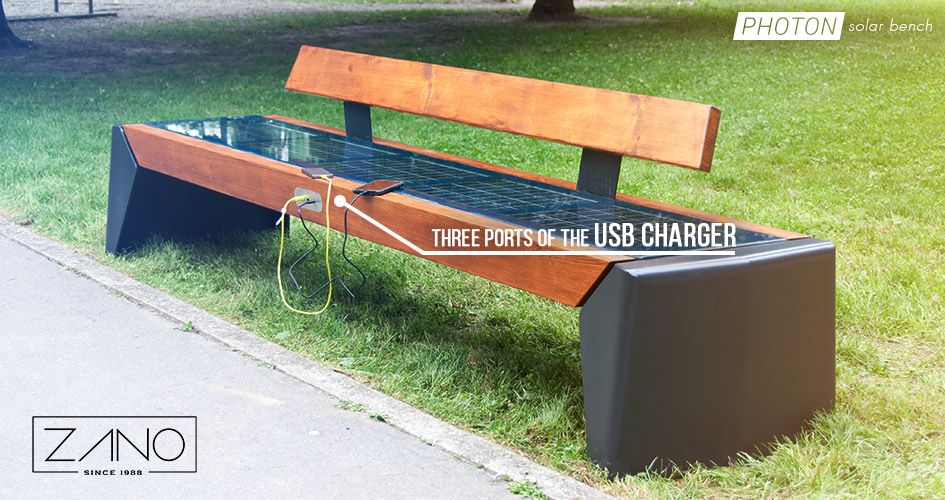 Inteligentne miasto potrzebuje inteligentej ławki! Ławka solarna Photon Photon ławka solarna z panalami usb i wifi!