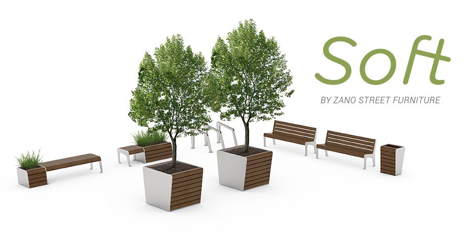 Linia mebli miejskich Soft | ZANO Mała Architektura Meble miejskie z stali nierdzewnej i drewna egzotycznego