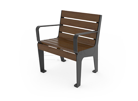 Fotel parkowy, stalowy, drewniany