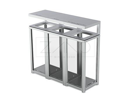 Three-chamber recycling bin Altus 15.052.4 made of stainless steel