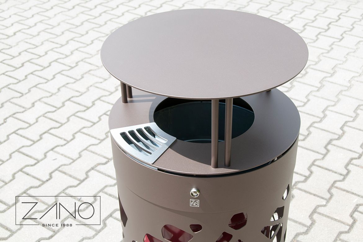 Kosz Tubus | Stal węglowa malowana na kolor Tiger Drylac 68/60115 Stal węglowa malowana na kolor Tiger Drylac 68/60115, popielnica - stal nierdzewna