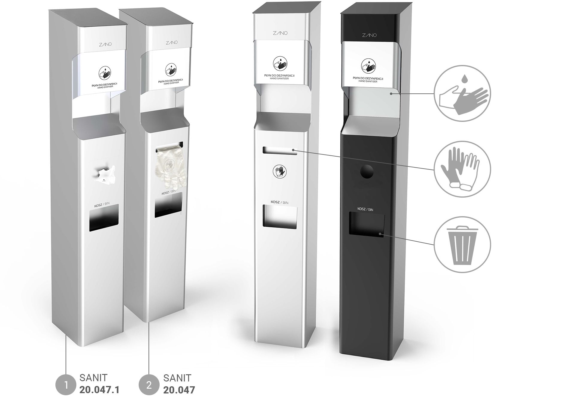 Hand disinfection stations for public use