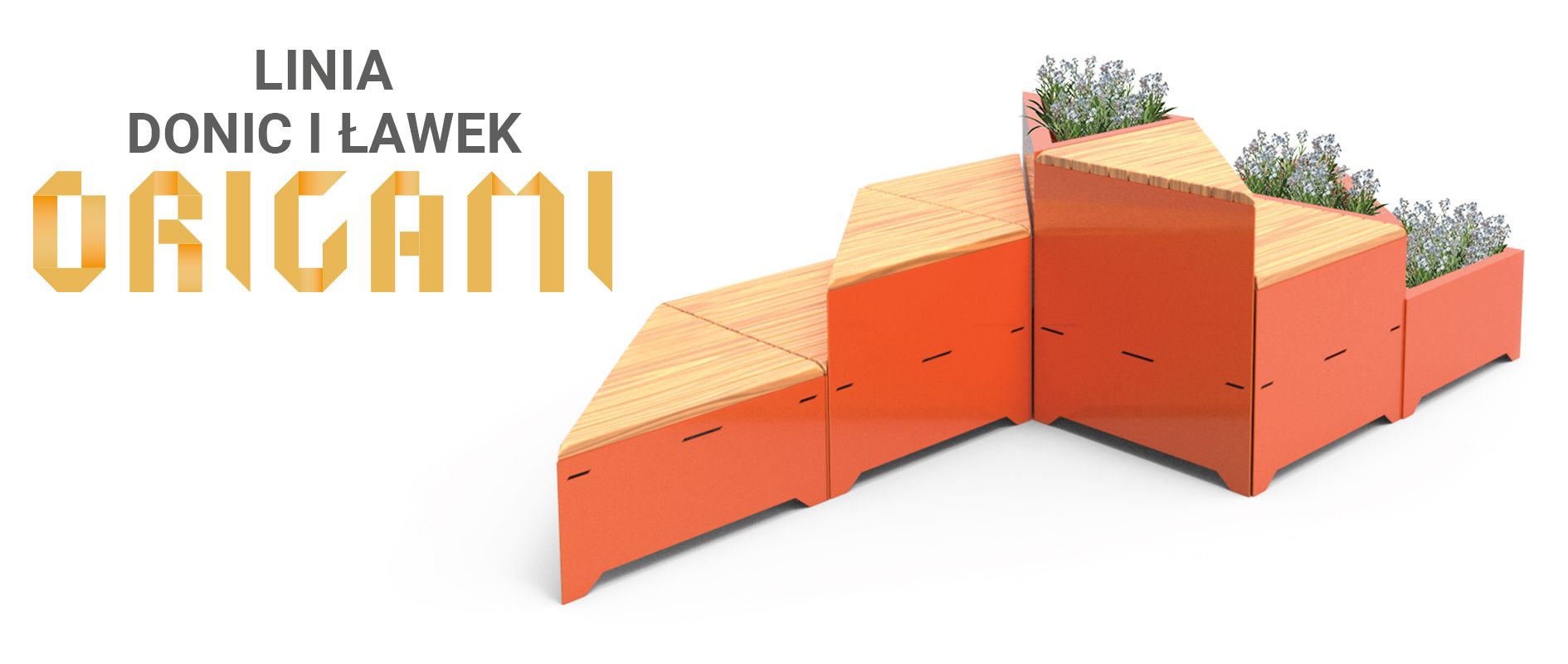 Linia donic i ławek modularnych Origami miejskie ławki modularne do łączenia międzysobą