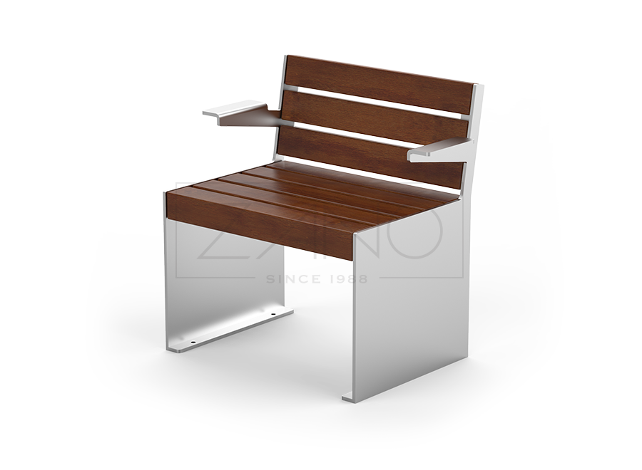 Fotel zewnętrzny ze stali nierdzewnej i drewna świerkowego