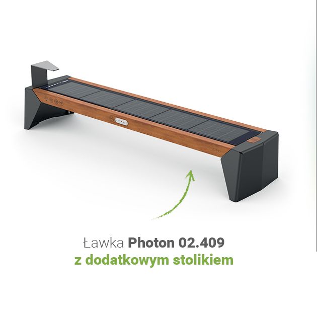 Ławka Photon 02.409 z dodatkowym stolikiem Ławka Photon 02.409 z dodatkowym stolikiem