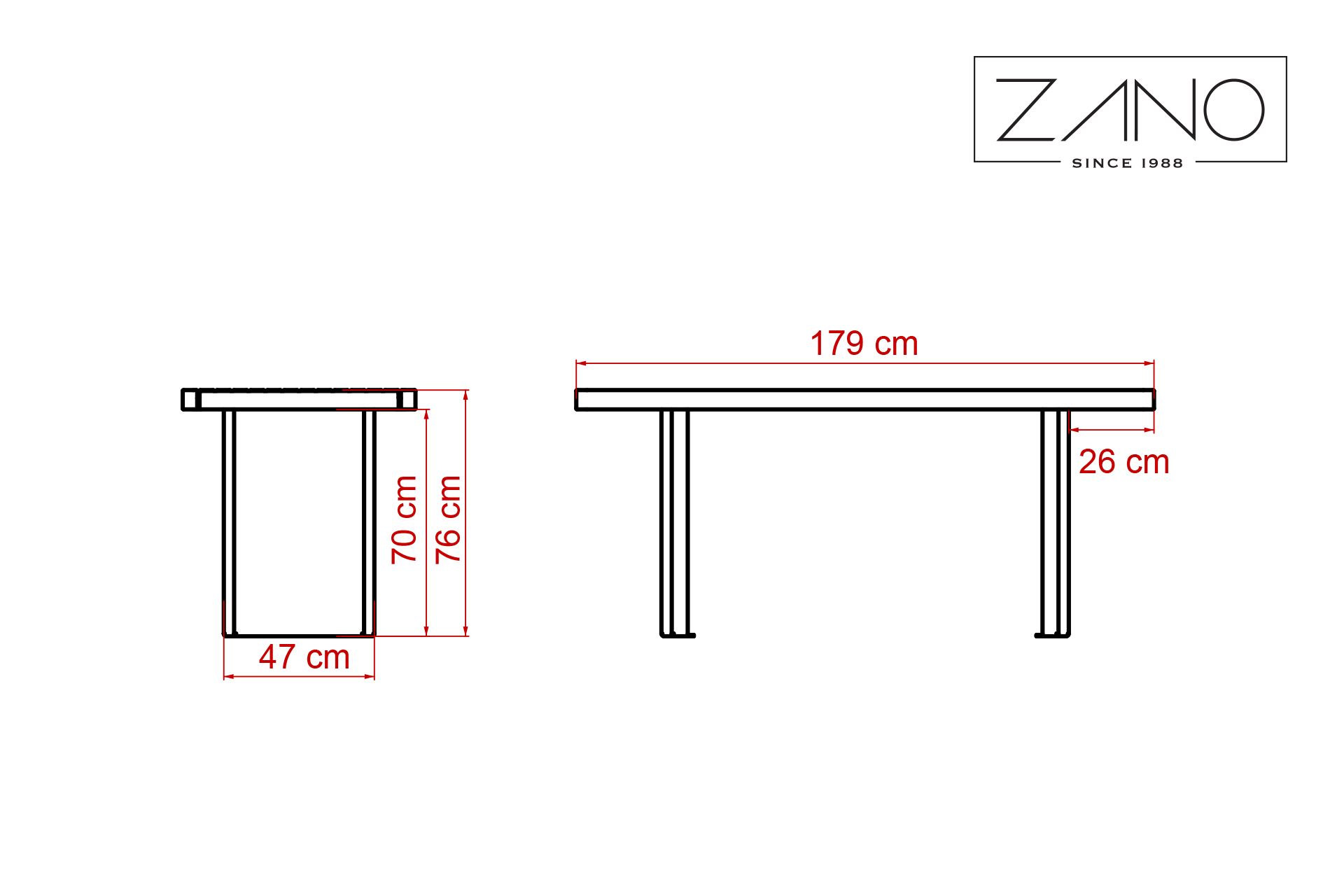 Stilo Table 13.048 | Dimensions