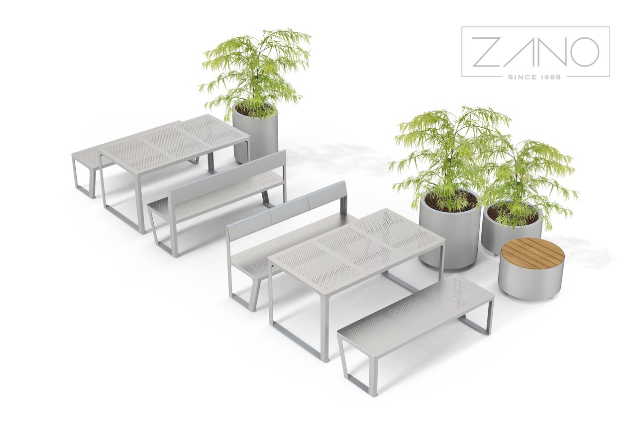Urban table and benches from zano urban furniture