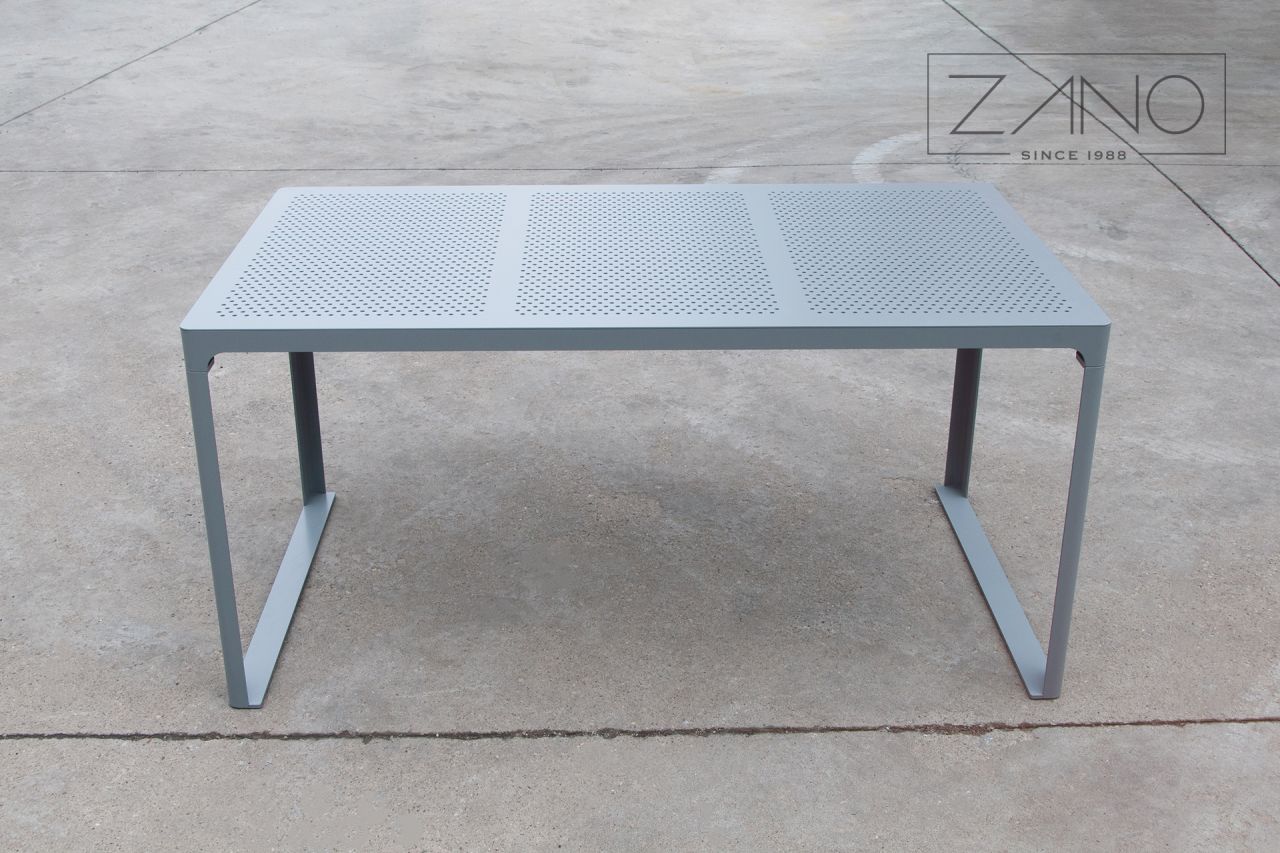 Perforated steel outdoor table