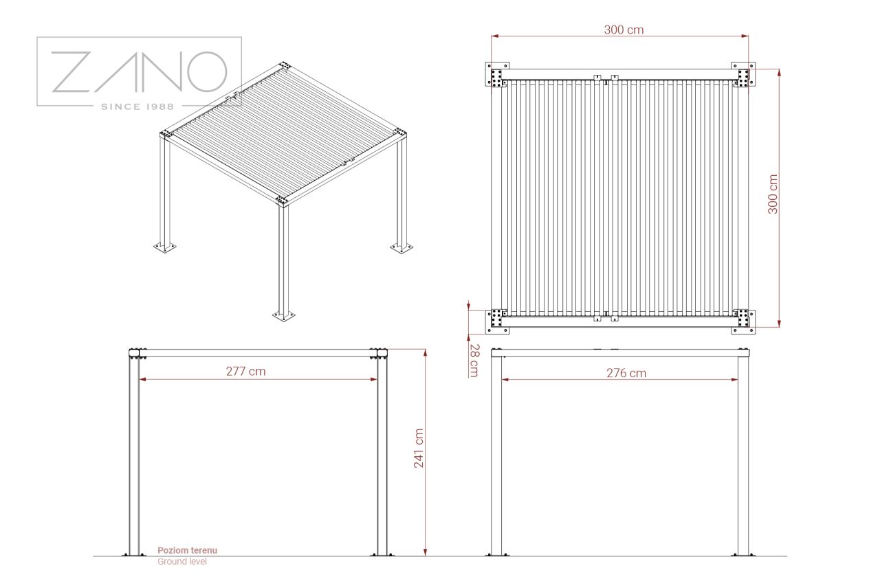 Pergola 3 x 3 m | dimensions
