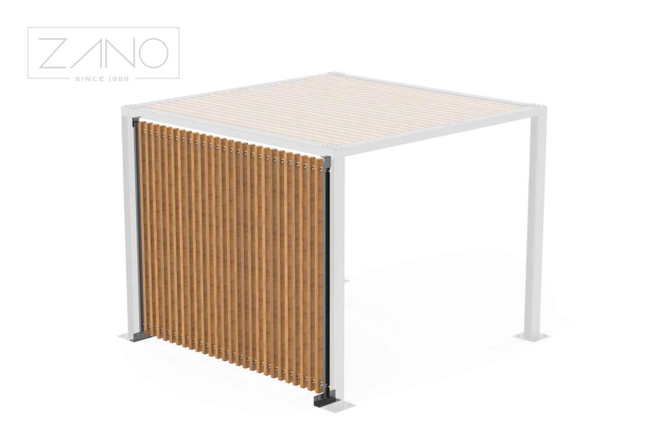 Pergola wall | steel construction with wooden planks