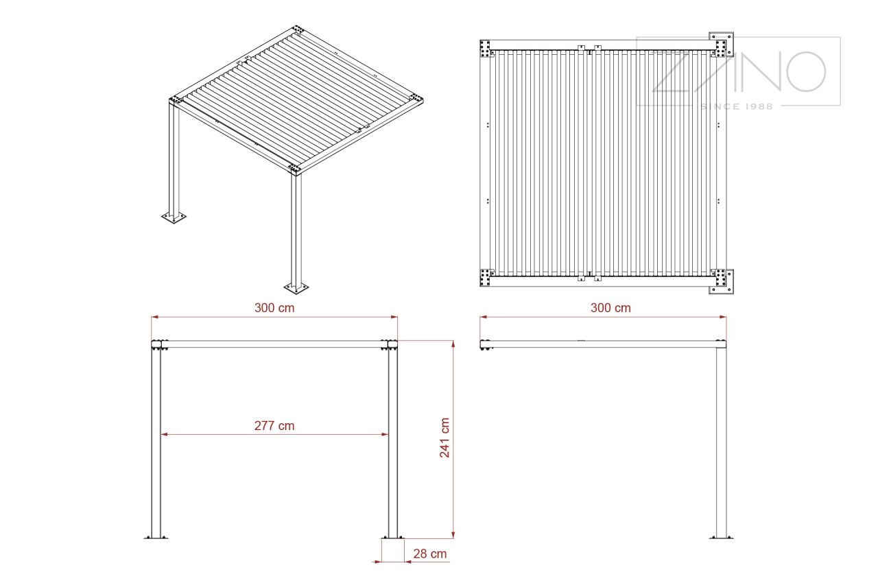 Pergola module 3 x 3 m 22.101.1 | dimensions