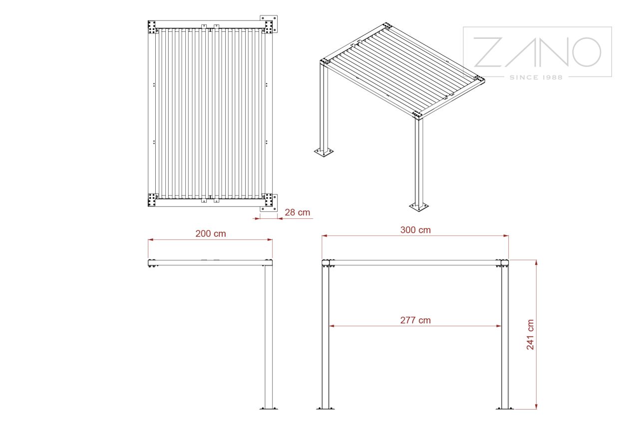 Pergola module 3 x 2 m 22.101.2 | dimensions