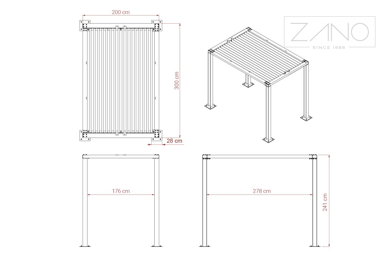 Pergola 3 x 2 m 22-001-2 | dimensions