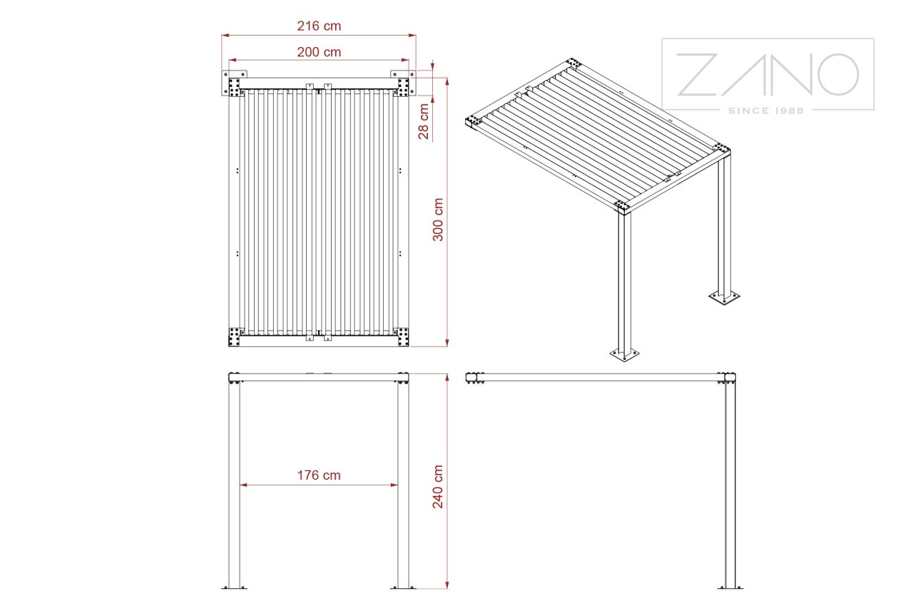 Pergola moduł 2 x 3 m 22.101.3 | wymiary