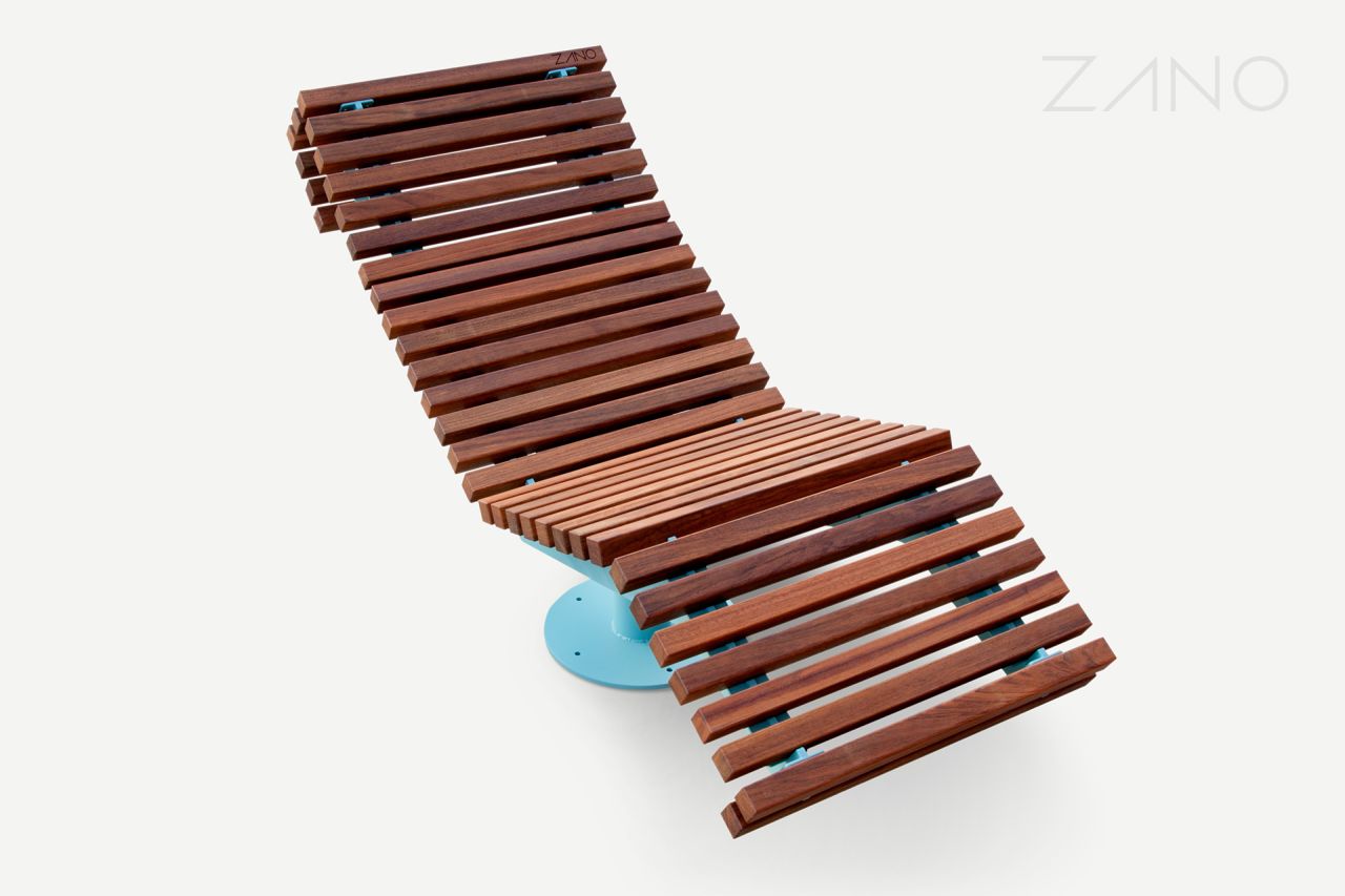 Swivel park lounger in steel and wood