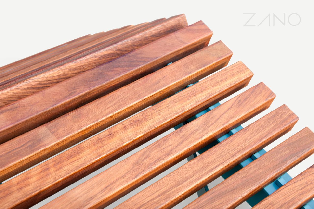 Steel street furniture with wooden finish
