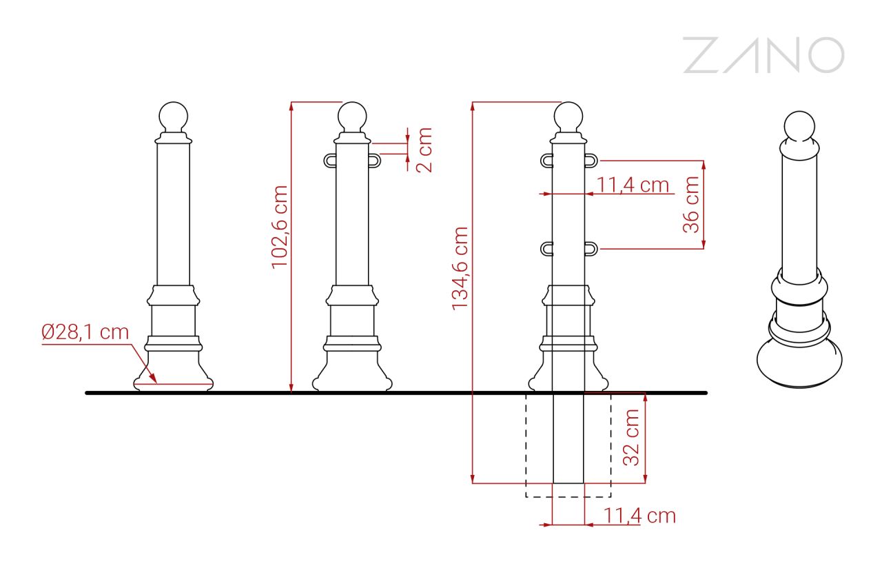 Pillar 01.057 - dimensions