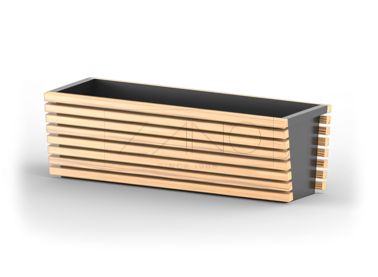 Nowoczesna donica ze stali czarnej i drewna Nowoczesna donica ze stali czarnej i drewna