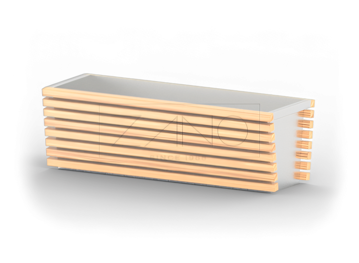 Nowoczesna donica ze stali nierdzewnej i drewna