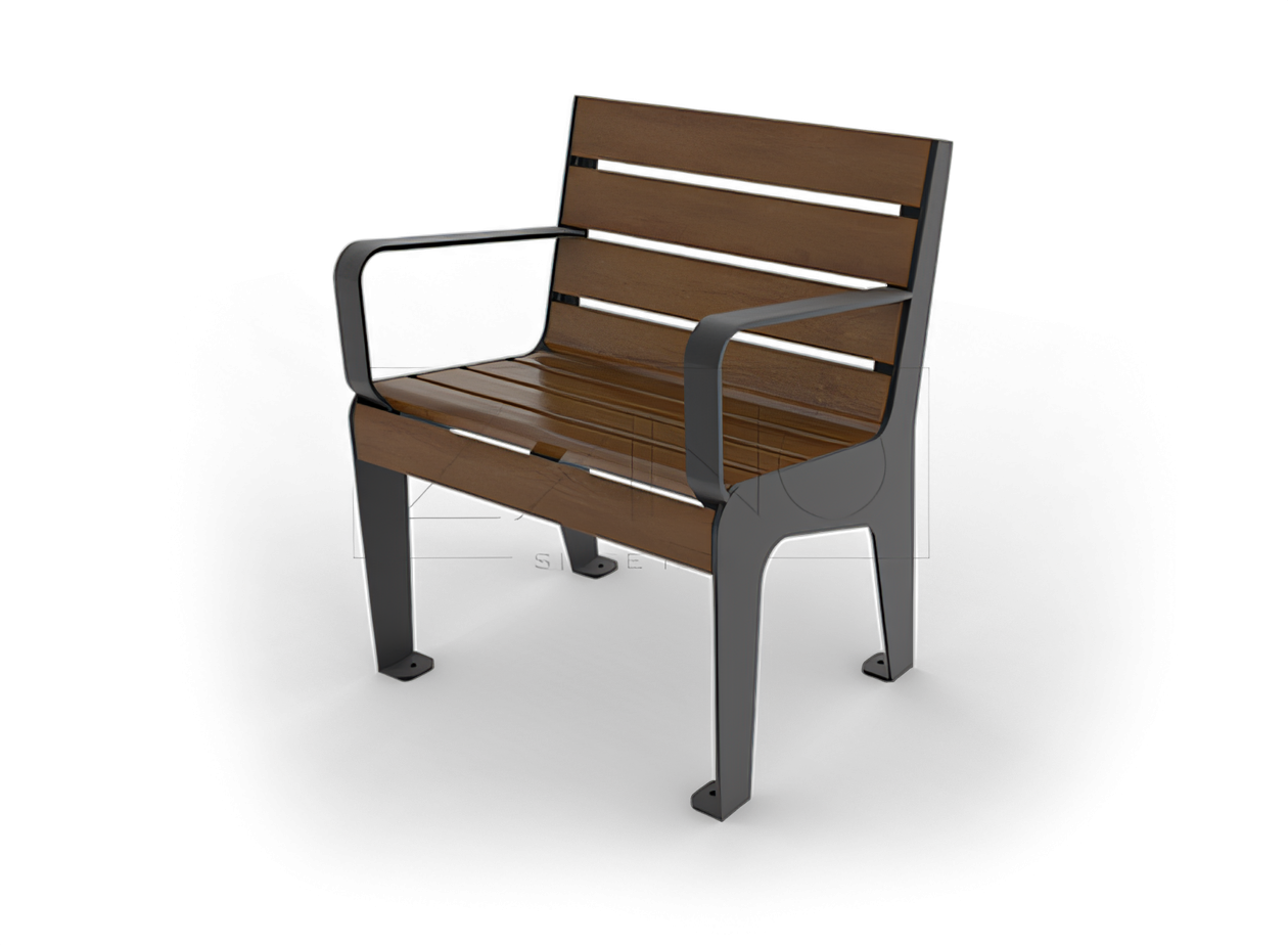 Fotel parkowy, stalowy, drewniany Fotel parkowy, stalowy, drewniany