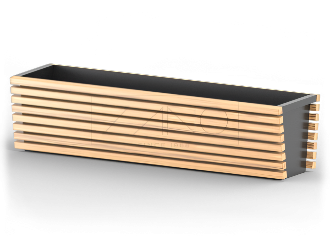 Nowoczesna donica ze stali czarnej i drewna Nowoczesna donica ze stali czarnej i drewna