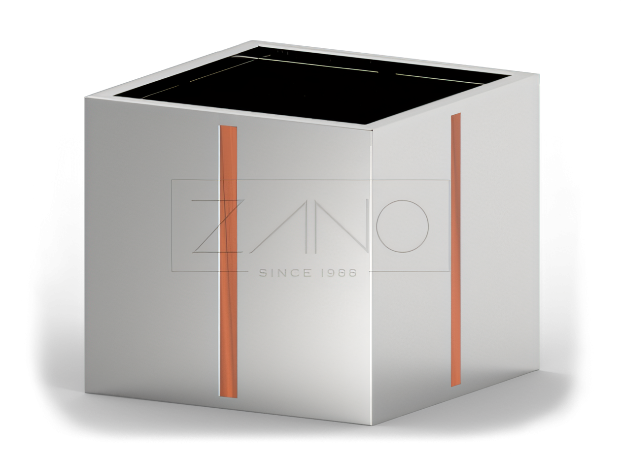 Donica ze stali nierdzewnej z elementami drewna dla miejsc publicznych Donica ze stali nierdzewnej z elementami drewna dla miejsc publicznych