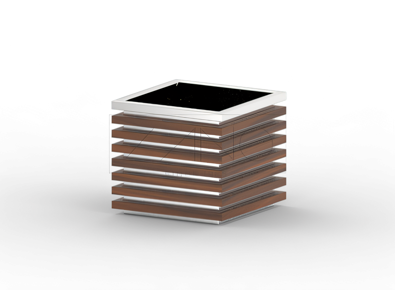 Stalowa donica z elementami drewnianymi