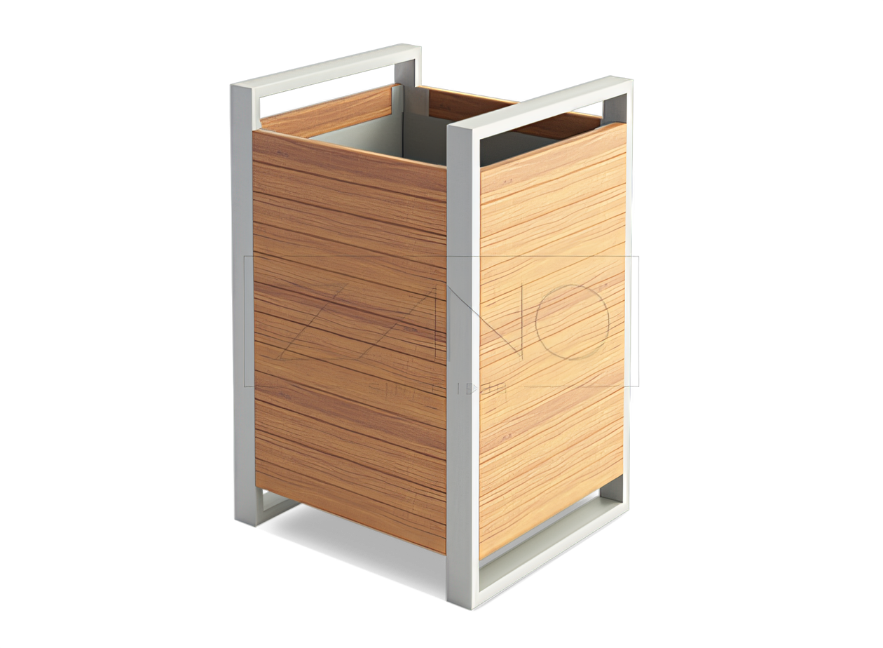 06.041 to nowoczesna donica o klasycznej bryle oparta na nowoczesnym połączeniu stali i drewna