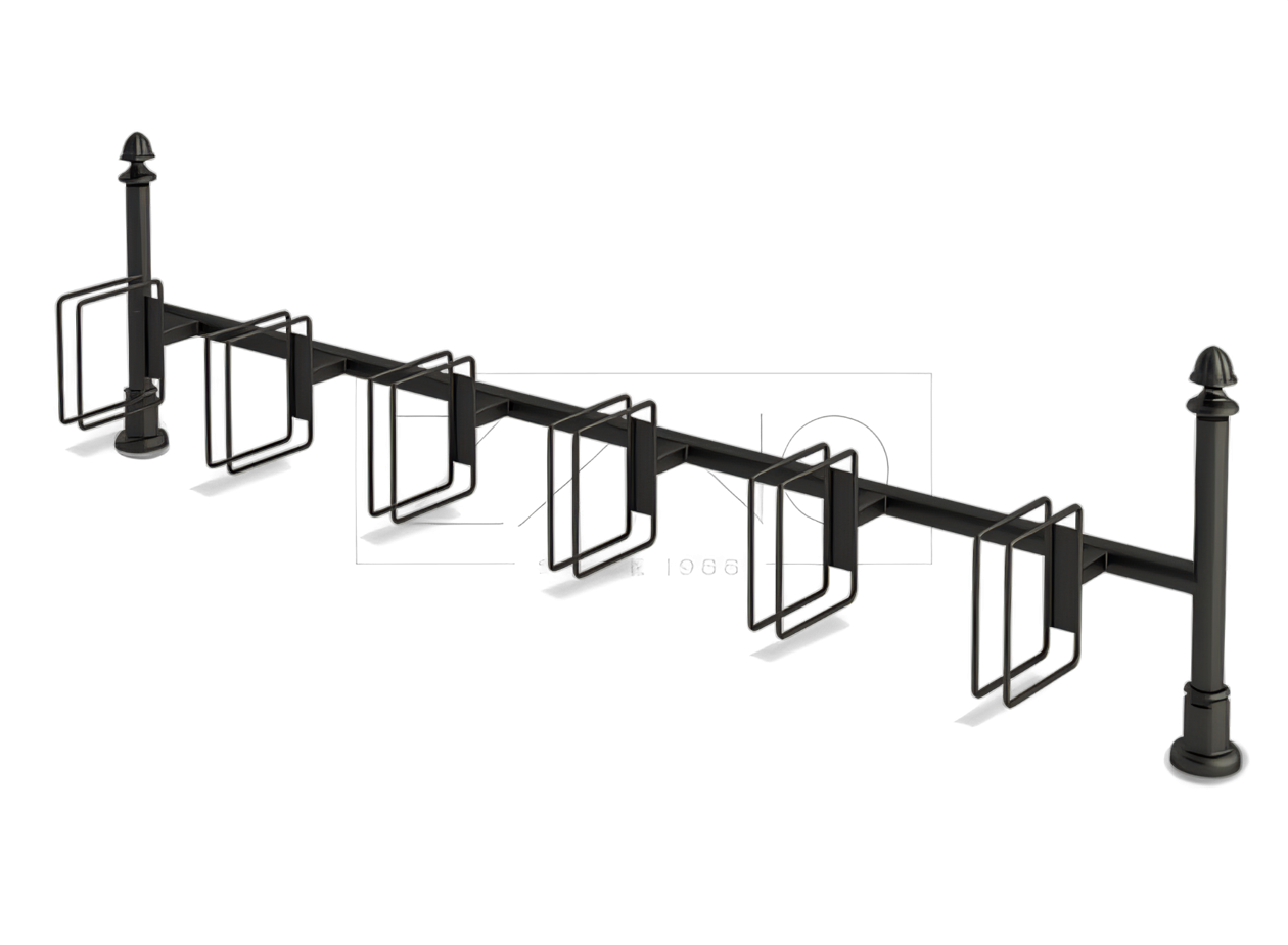 szeregowy stojak rowerowy oparty na słupkach