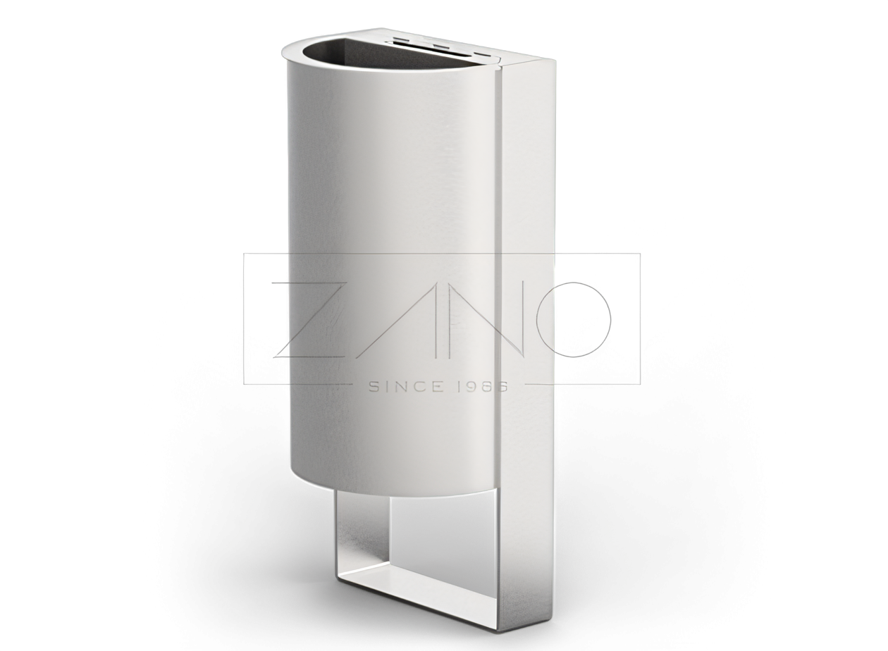 Kosz na śmieci z popielniczką, stojący, zewnętrzny ze stali nierdzewnej