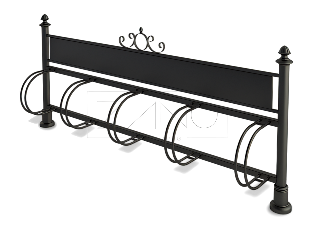 klasyczne, stylowe stojaki rowerowe z miejscem na reklame