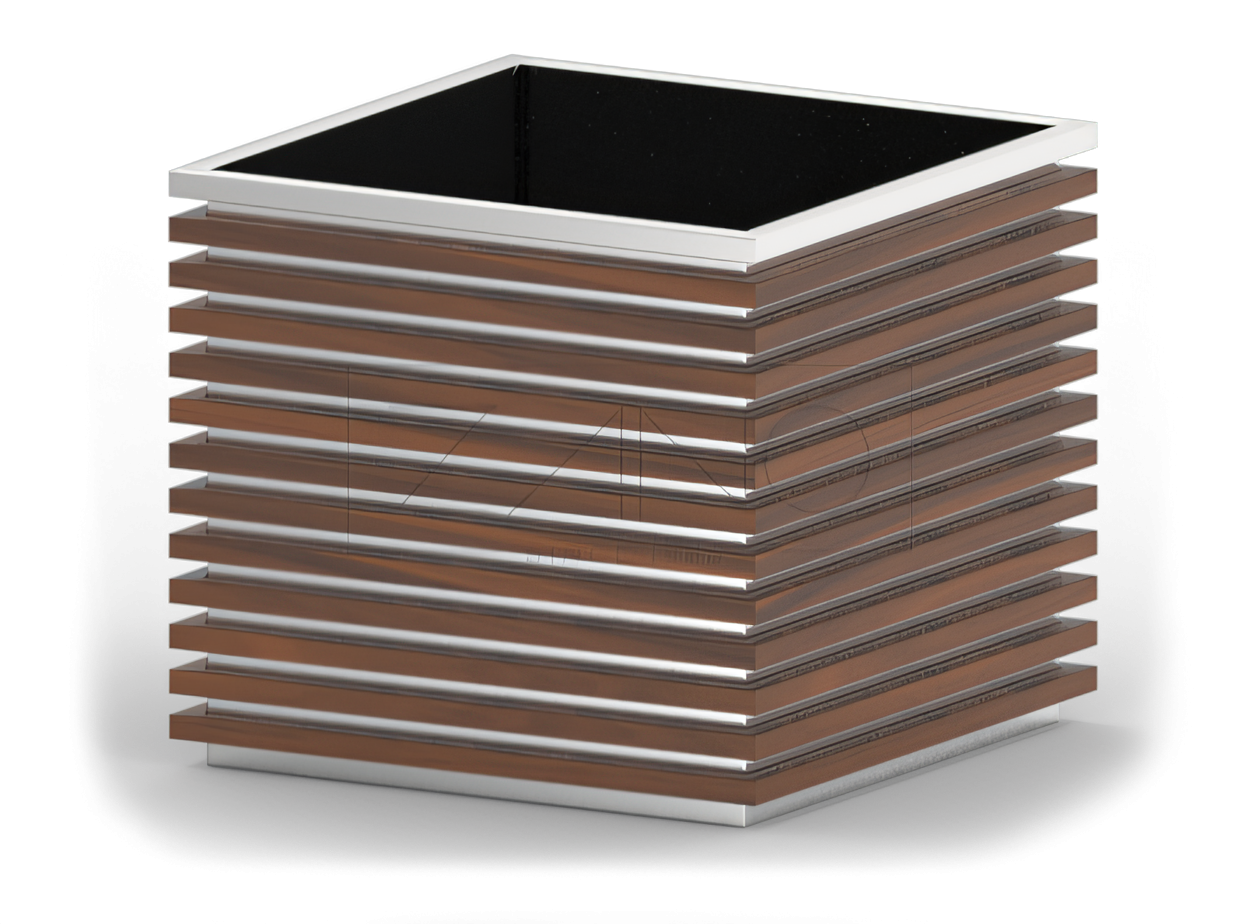 Drewniania donica nierdzewna