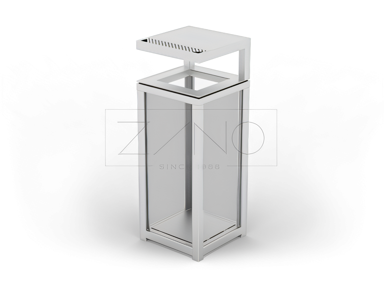 Kosze transparentne, zewnętrzne, stalowe, z popielniczkami