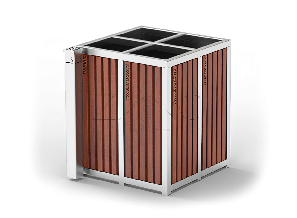 Sortownik odpad&oacute;w, kosz na śmieci poczw&oacute;rny