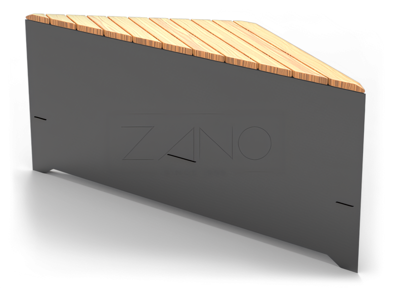 Nowoczesna ławka miejska ze stali czarnej i drewna Nowoczesna ławka miejska ze stali czarnej i drewna