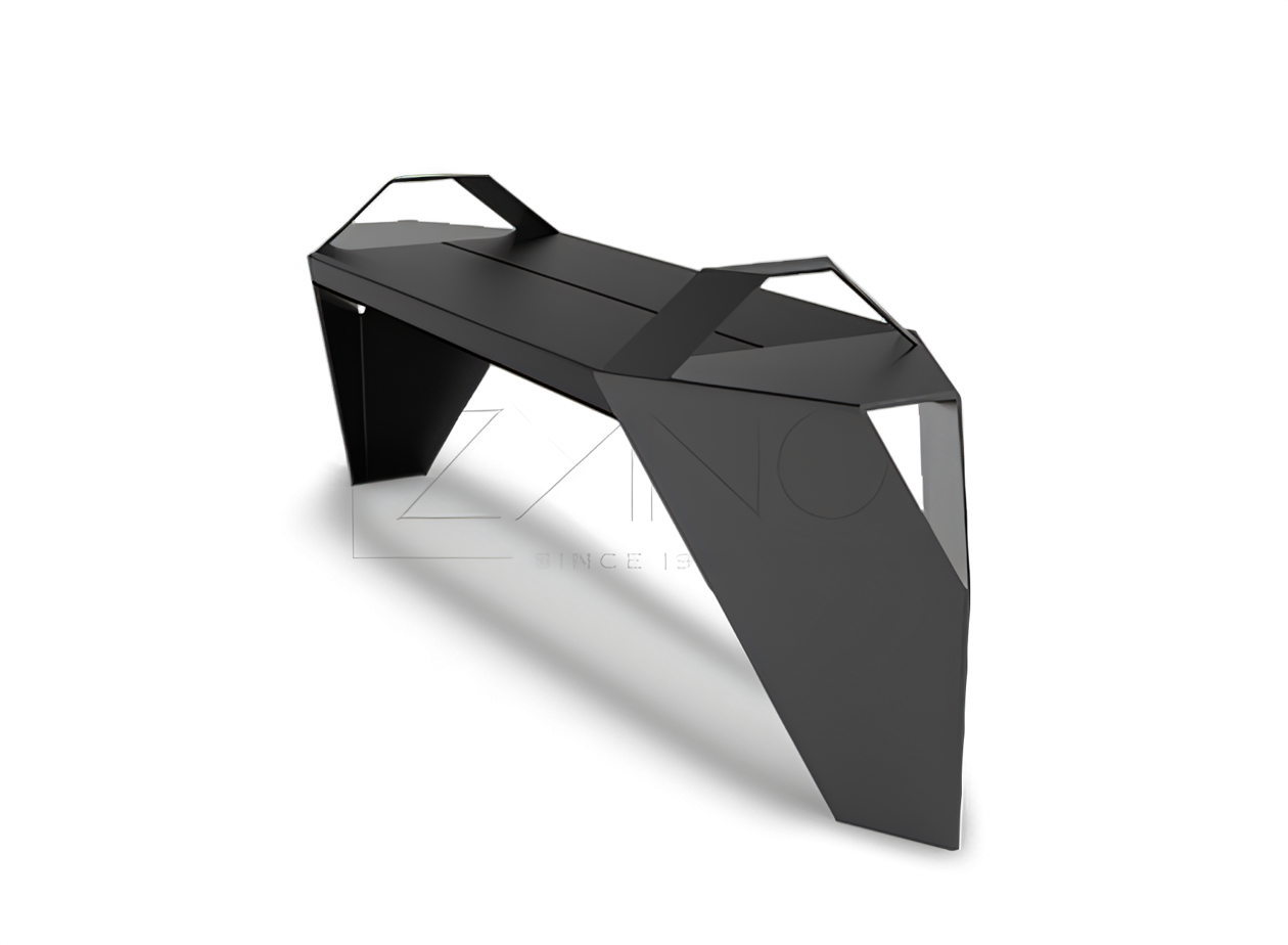 Ławka miejska malowana na czarna z podłokietnikami Nowoczesne meble miejskie firmy ZANO