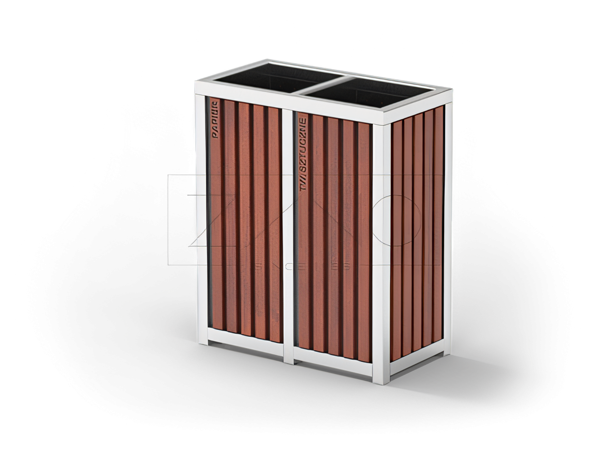 Miejski kosz recyklingowy dwukomorowy