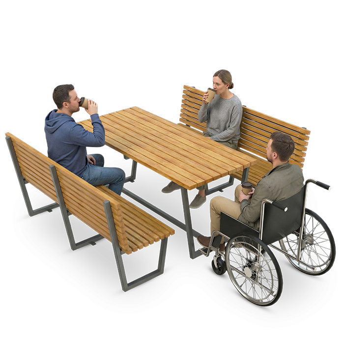 St&oacute;ł Bergen z ławkami