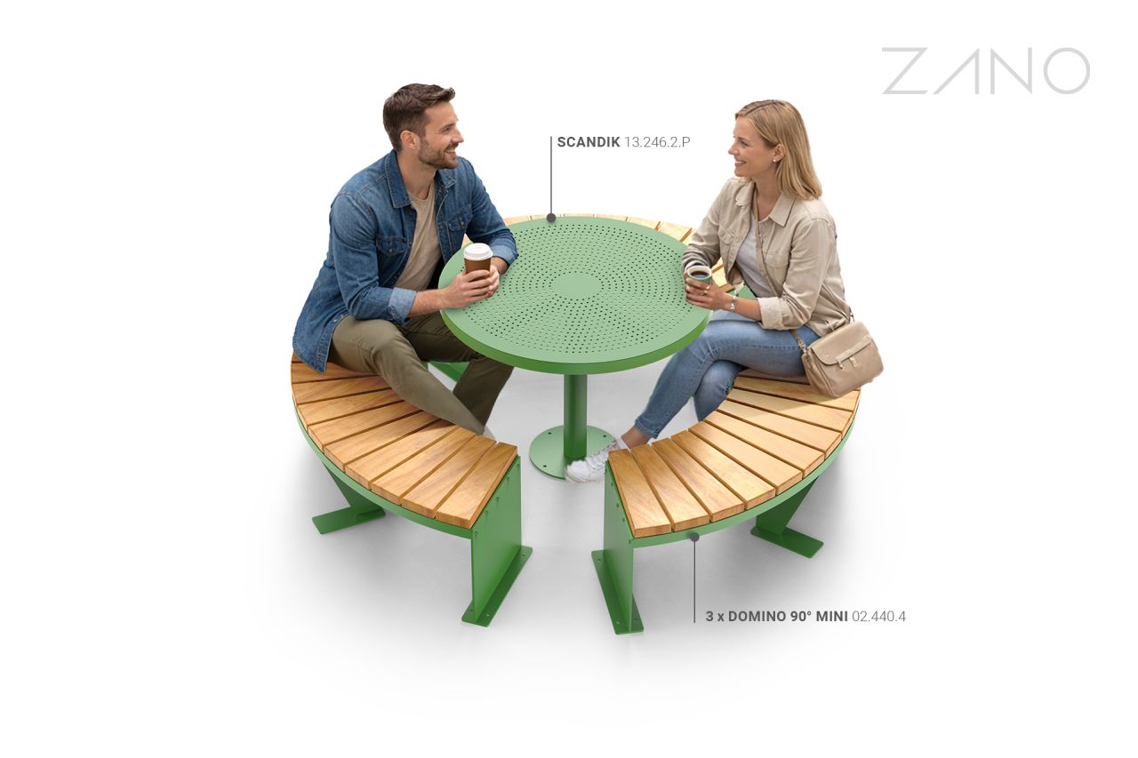 Solidne ławki ze stolikiem stal malowana z drewnem egzotycznym