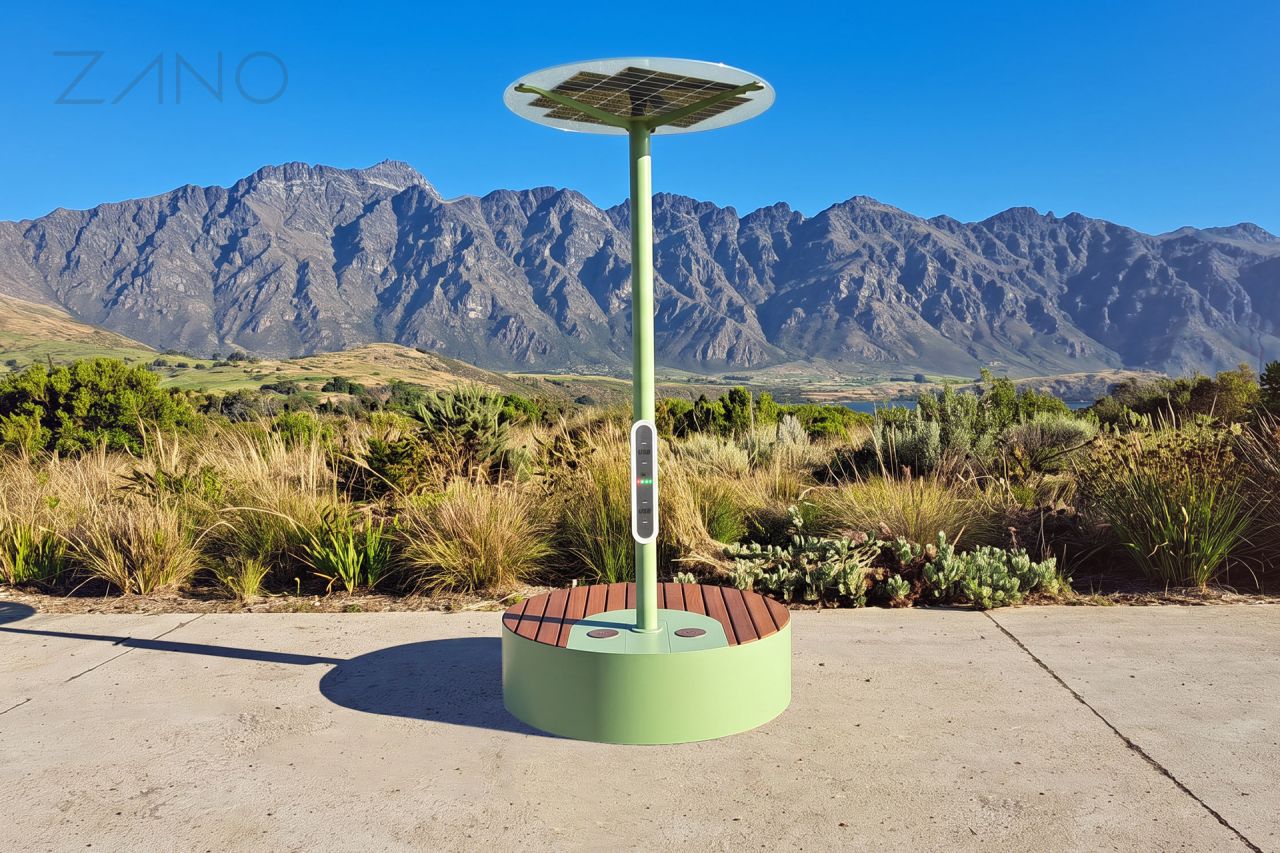 A solar station on a mountain trail