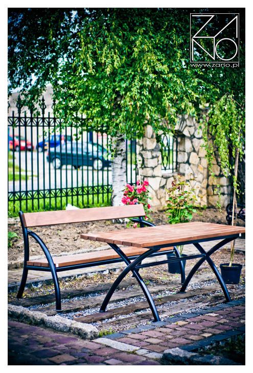 Wooden table and bench with original form