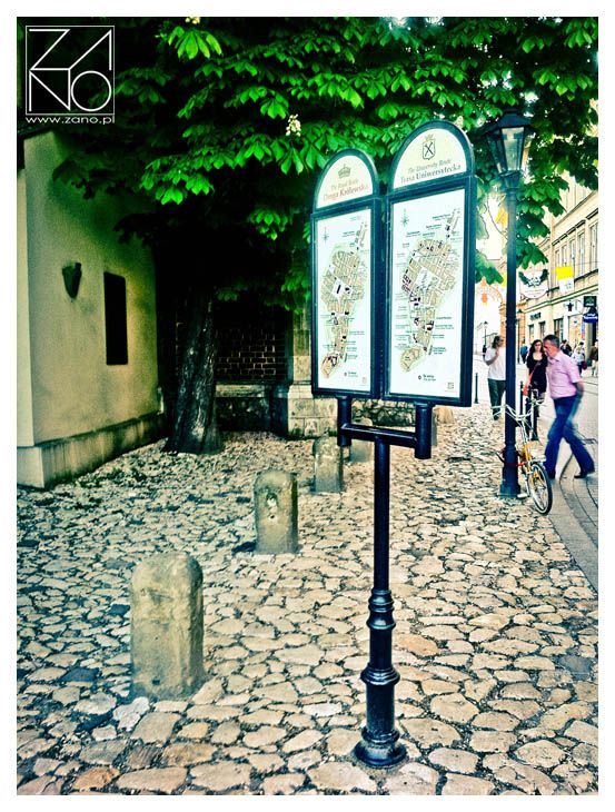 Information board with retro style ornaments