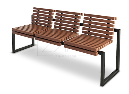 Nowoczesna drewniana ławka z wydzielonymi miejscami siedzącymi