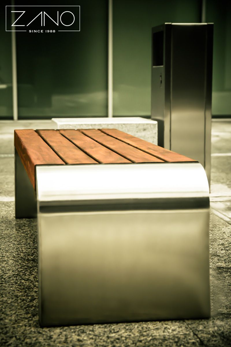 nowoczesna miejska ławka gravis ze stali nierdzewnej
