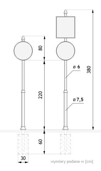 Sign post 04.041 - dimensions