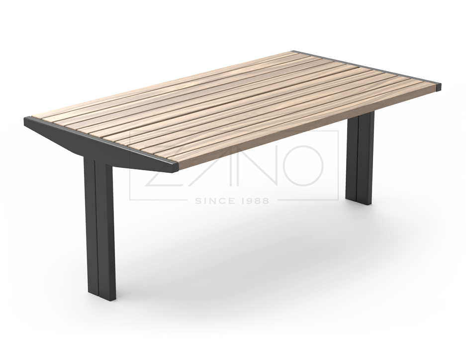 Stylowy stół miejski ze stali i drewna