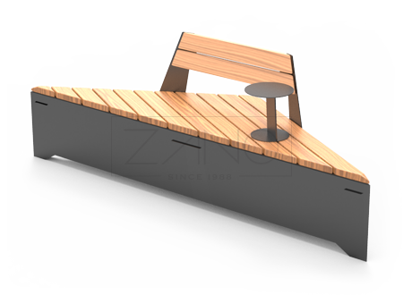 Ławka modularna z oparciem i stolikiem ze stali czarnej