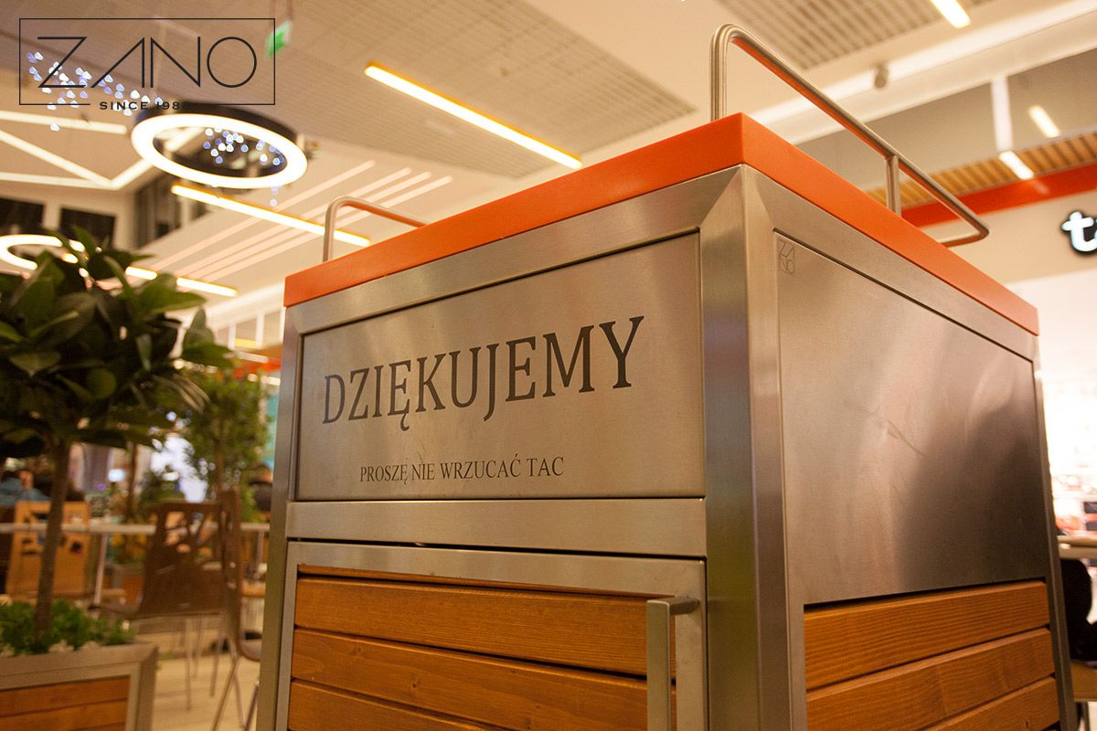 Trash can for fast foods made of stainless steel by ZANO Street Furniture